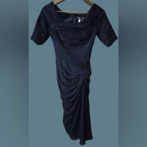 NWOT Tadashi Shoji Asymmetric Ruched Bodycon Midi Dress. 